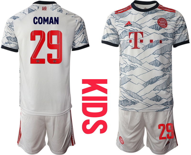 Youth 2021-2022 Club Bayern Munich Second away white #29 Soccer Jersey